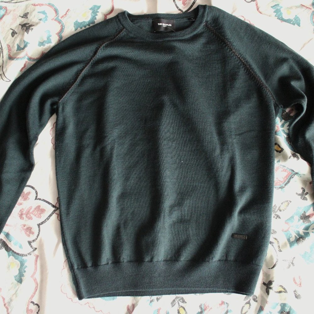 The Kooples Wool Sweater w Leather Details - Bottle Green